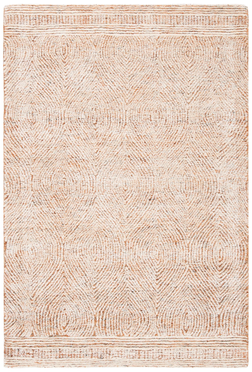 Tapis bohémien en laine blanc/orange, 91 x 152 cm