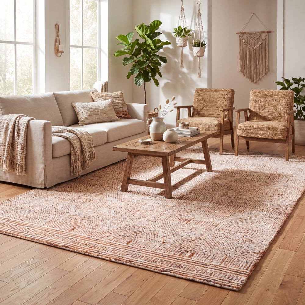 Tapis bohémien en laine blanc/orange, 91 x 152 cm — vue 3