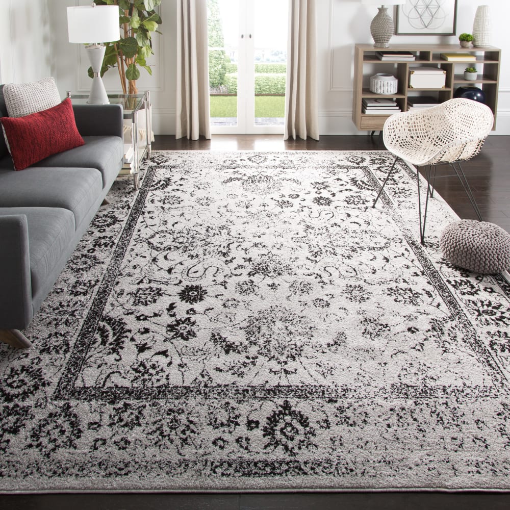 Tapis vintage patiné en polypropylène gris/noir, 235 x 305 cm — vue 3