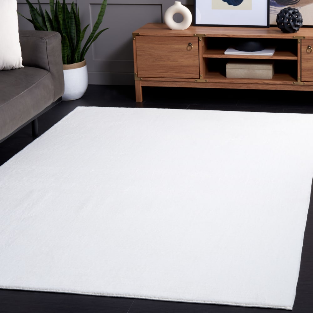 Tapis solide et tonale en polyester blanc, 152 x 213 cm — vue 3
