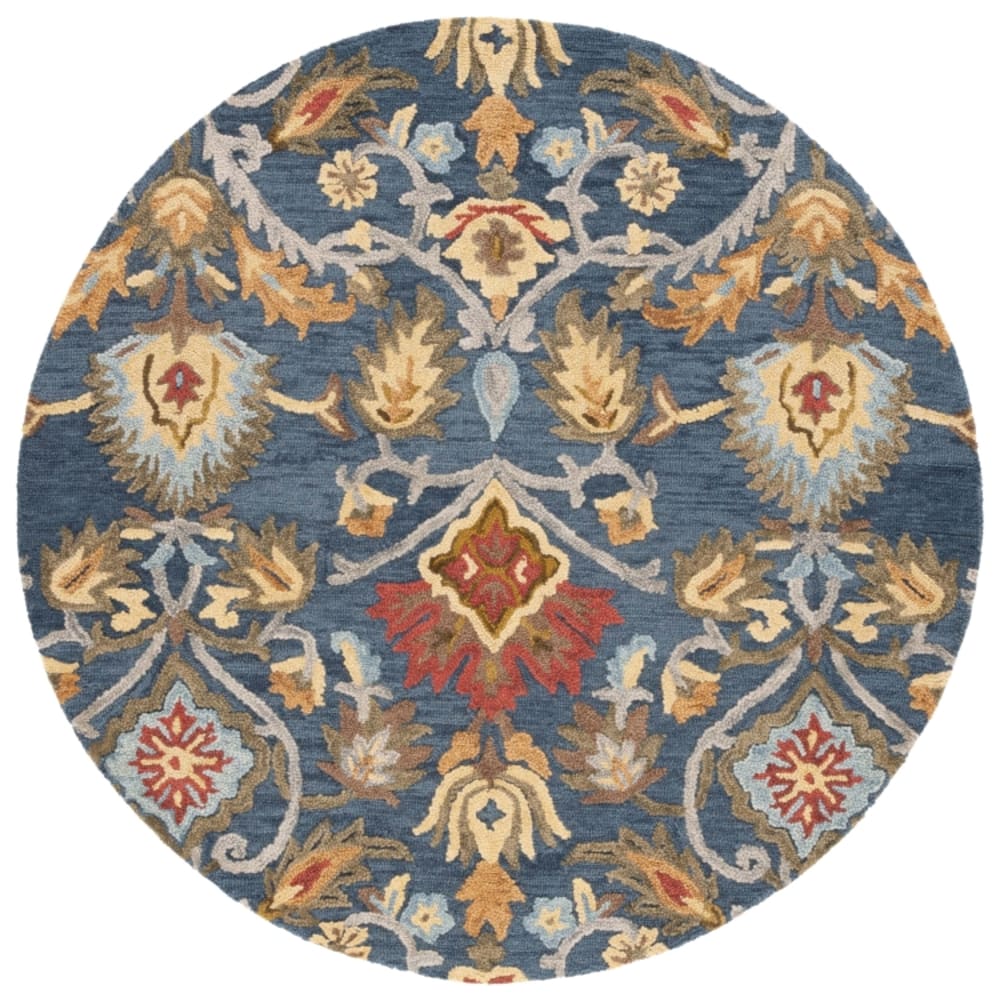 Tapis traditionnel en laine bleu/multicolore, 122 cm