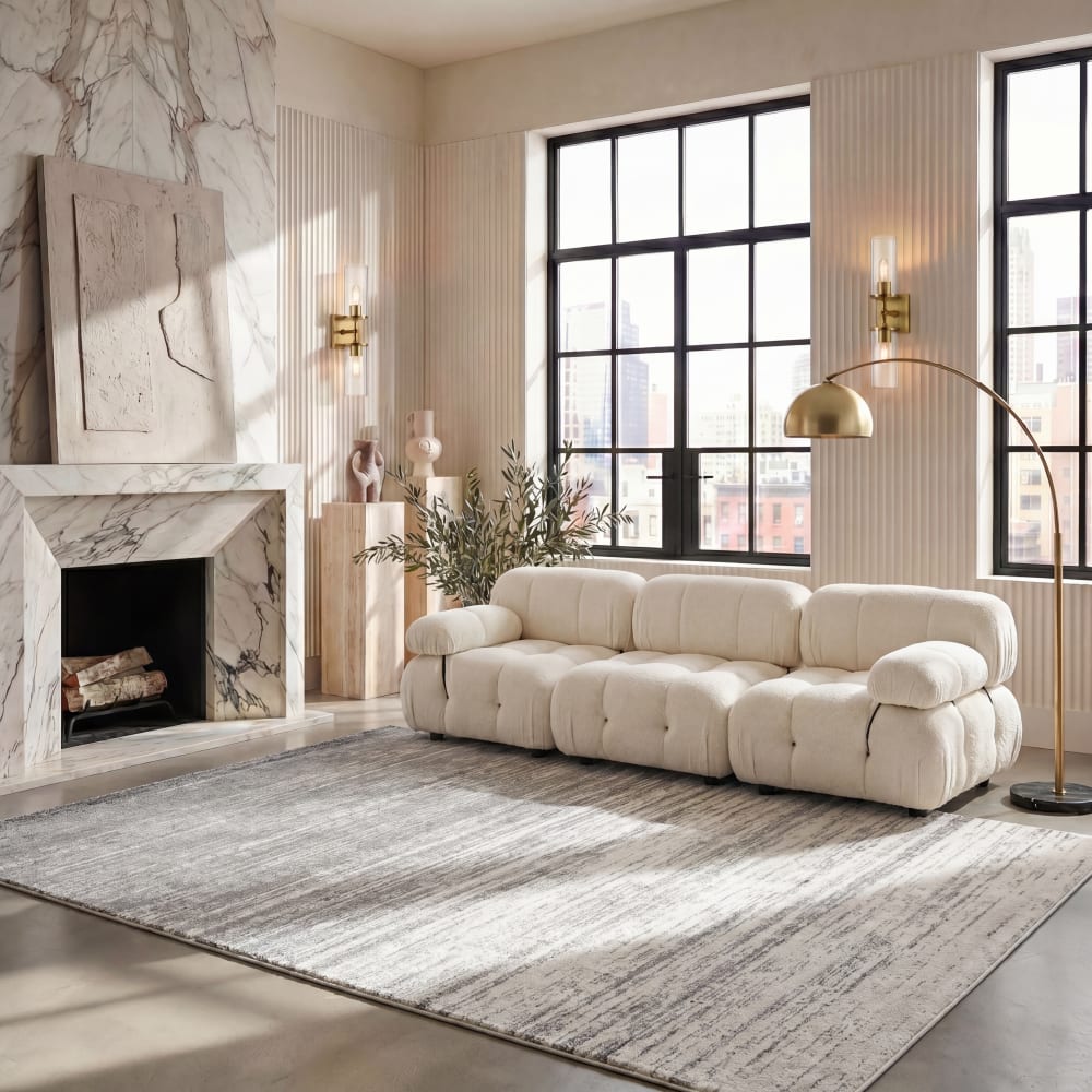 Safavieh Tapis ombre moderne en polypropylène blanc/argent, 235 x 305 cm style contemporain Gris Pp - Polypropylène