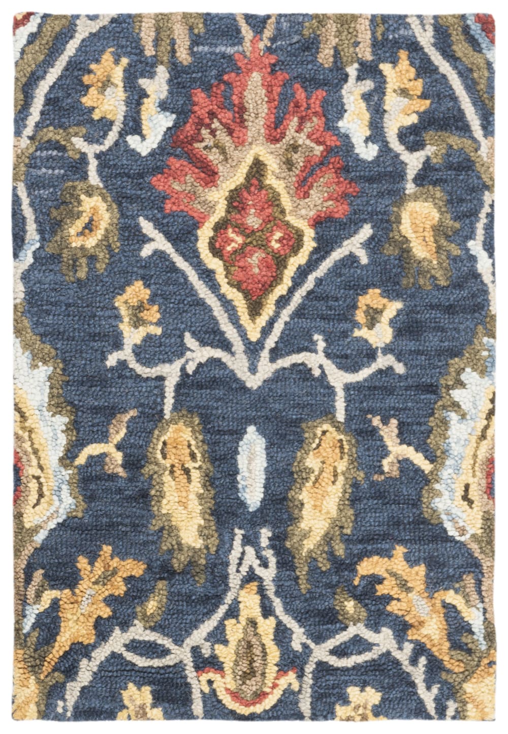 Tapis traditionnel en laine bleu/multicolore, 61 x 91 cm