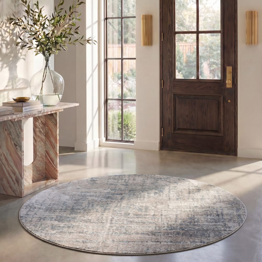Tapis abstrait moderne en polypropylène beige/gris, 201 cm — vue 3