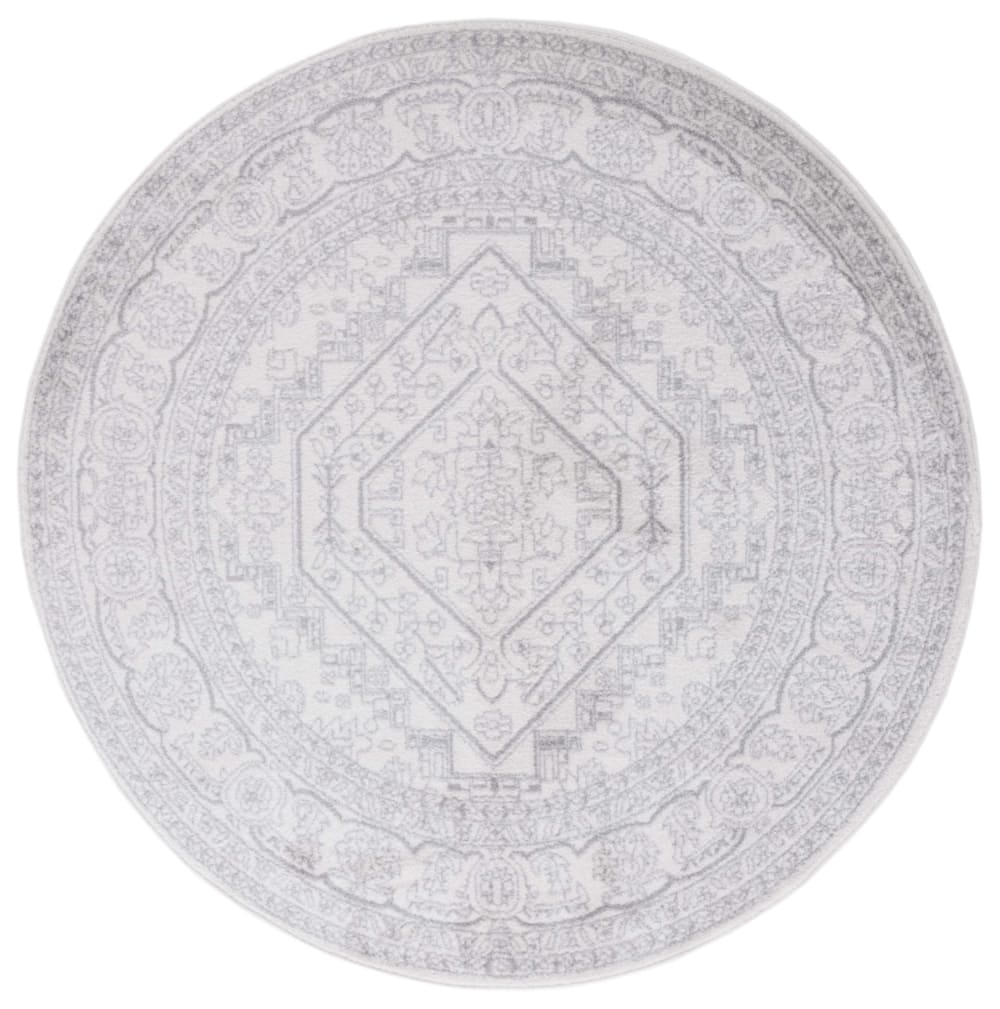 Tapis médaillon en polypropylène blanc/argent, 122 cm