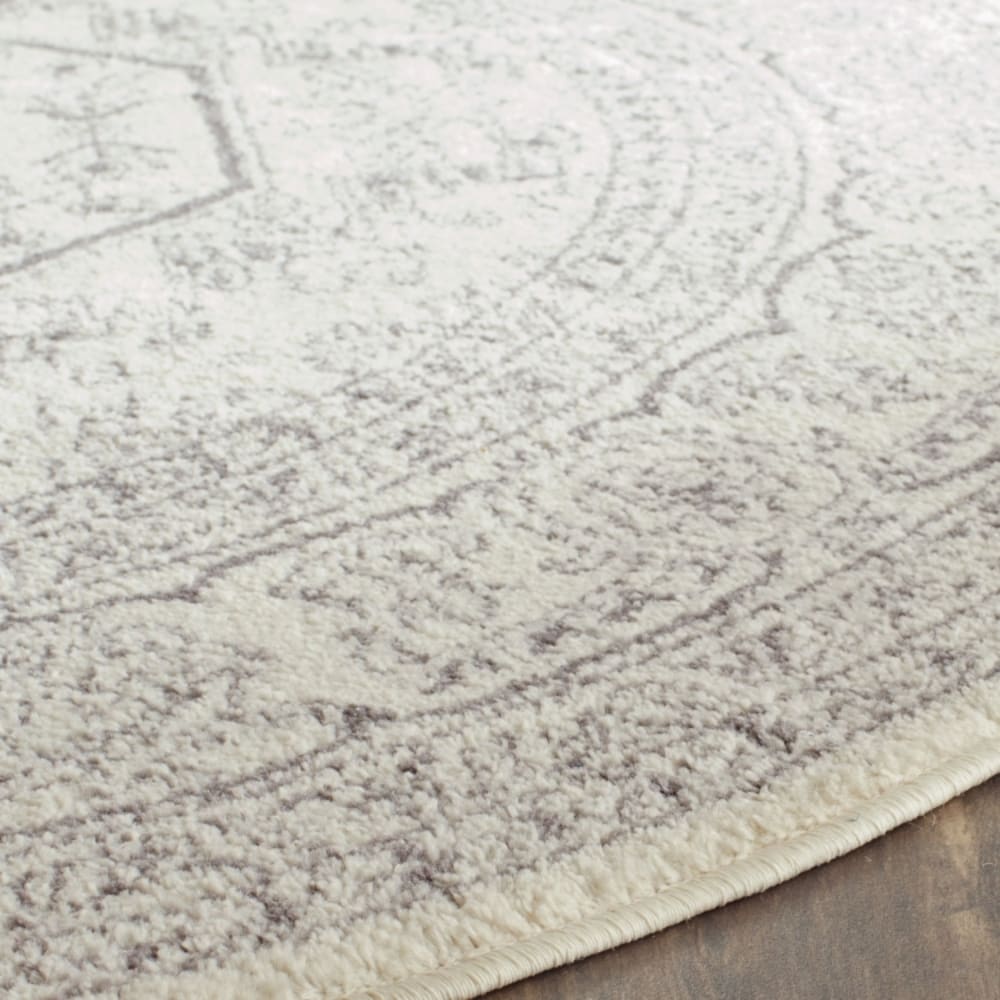 Tapis médaillon en polypropylène blanc/argent, 122 cm — vue 3