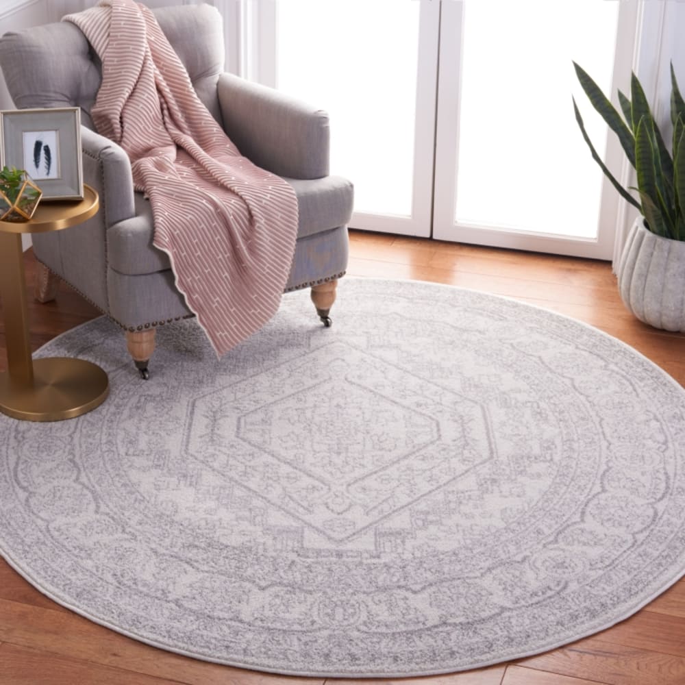 Tapis médaillon en polypropylène blanc/argent, 122 cm — vue 4