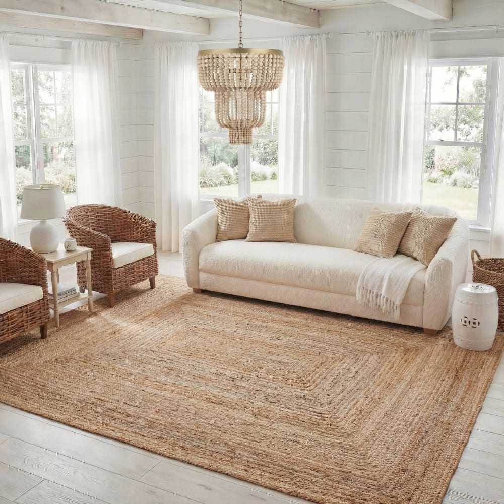 Tapis côtier en jute beige, 122 x 122 cm — vue 3