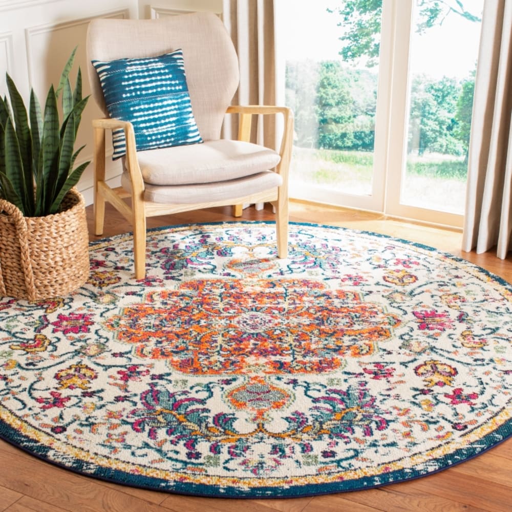 Tapis de transition en polypropylène blanc/orange, 122 cm — vue 3