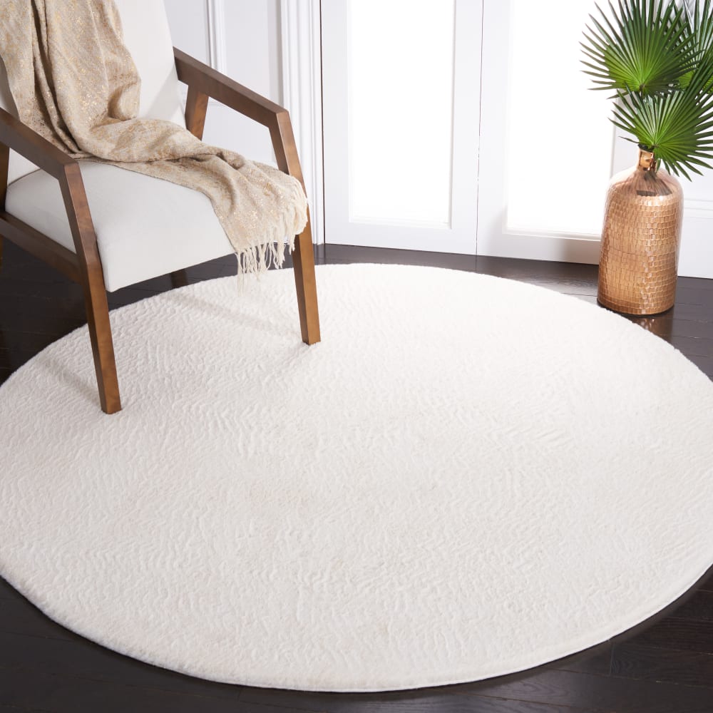 Tapis solide et tonale en polyester blanc, 122 cm — vue 3