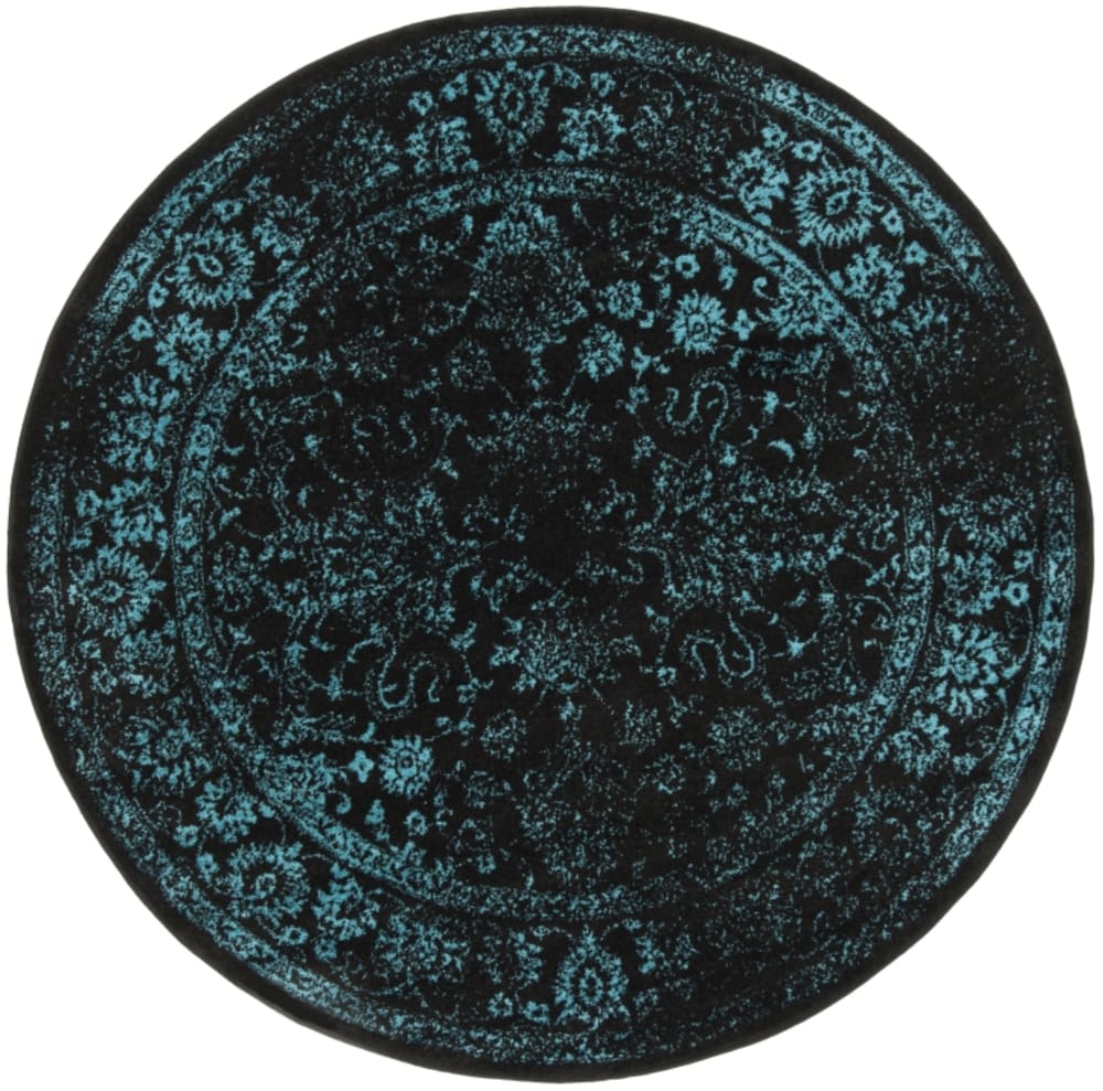Safavieh Tapis vintage patiné en polypropylène noir/bleu, 122 cm style vintage - Pp - Polypropylène