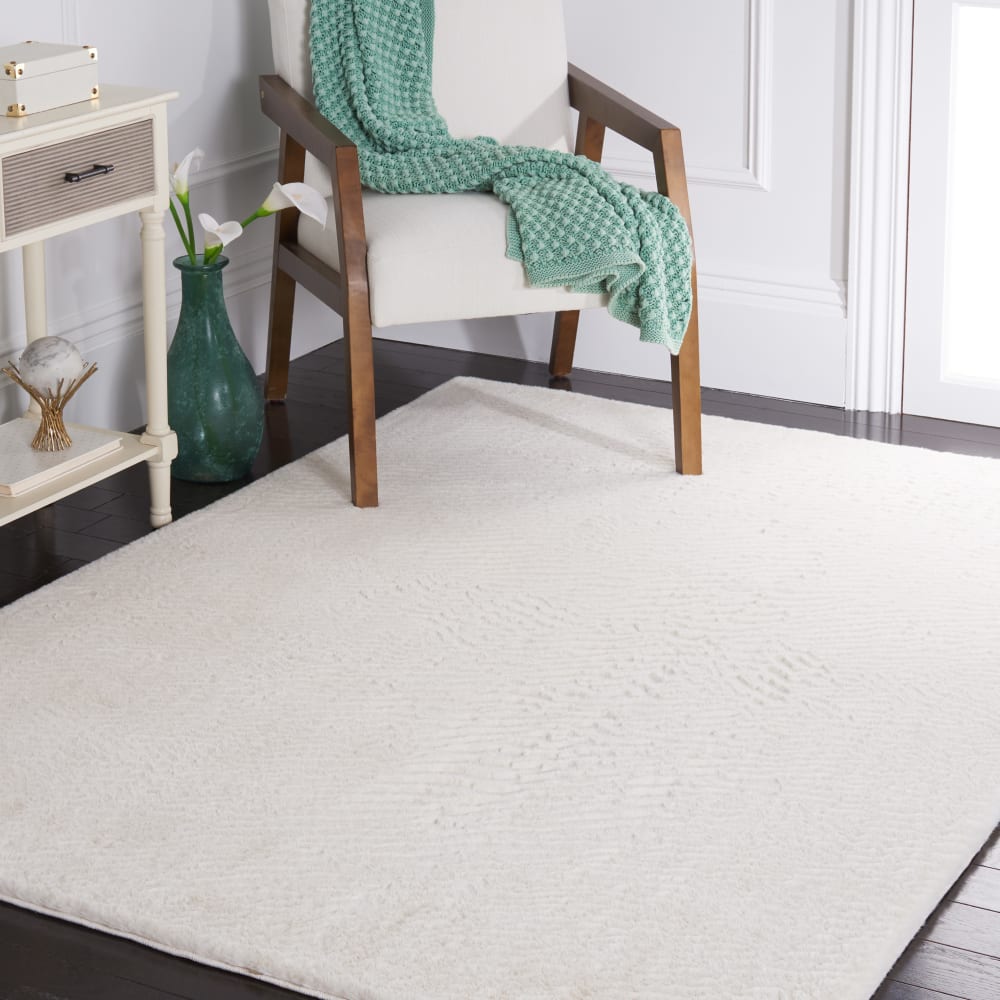 Tapis solide et tonale en polyester blanc, 152 x 213 cm — vue 3