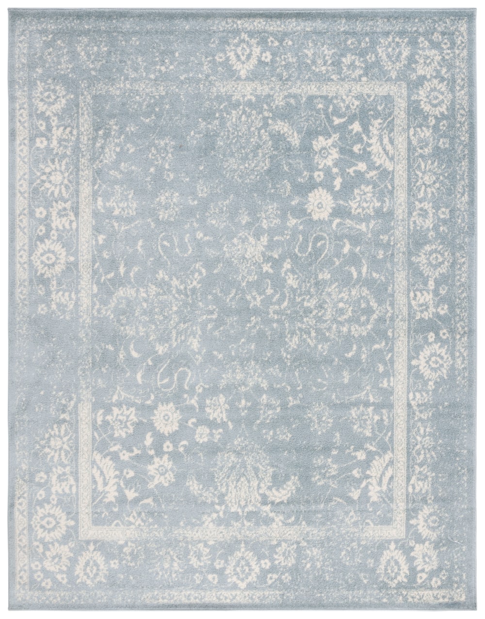 Tapis vintage patiné en polypropylène gris/blanc, 235 x 305 cm