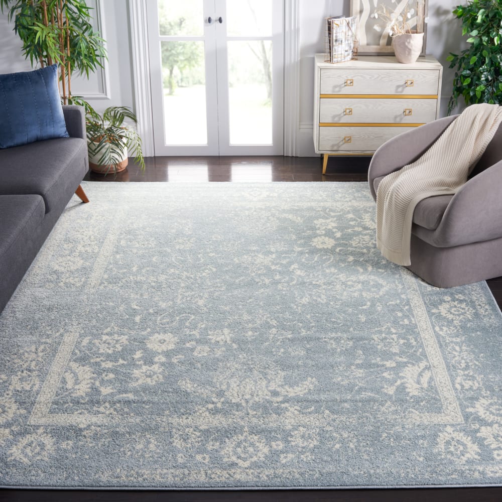 Tapis vintage patiné en polypropylène gris/blanc, 235 x 305 cm — vue 3