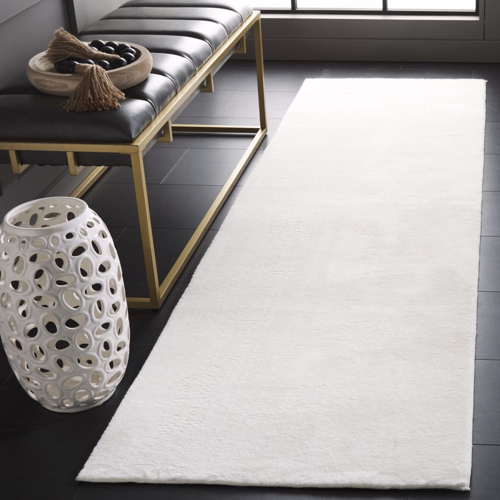 Safavieh Solide & tonal Polyester-Teppich in Weiß, 61 x 91 cm style modern Weiß Pes - Polyester