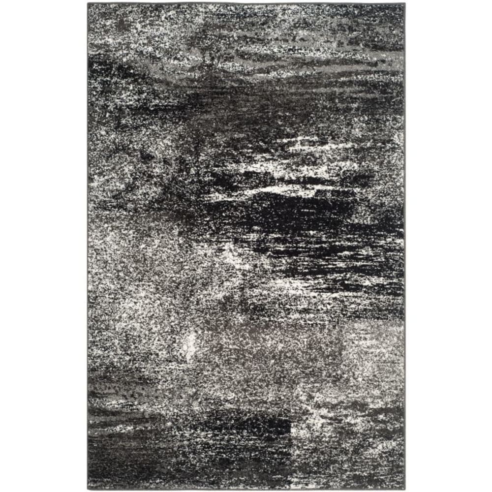 Tapis abstrait moderne en polypropylène argent/noir, 183 x 274 cm