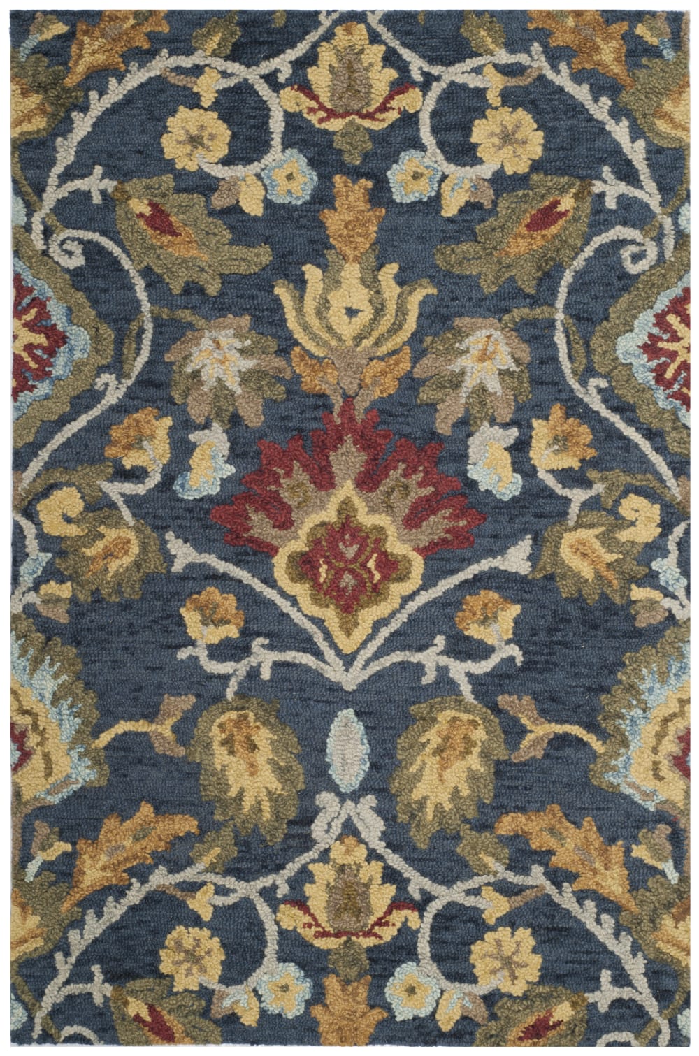 Tapis traditionnel en laine bleu/multicolore, 122 x 183 cm