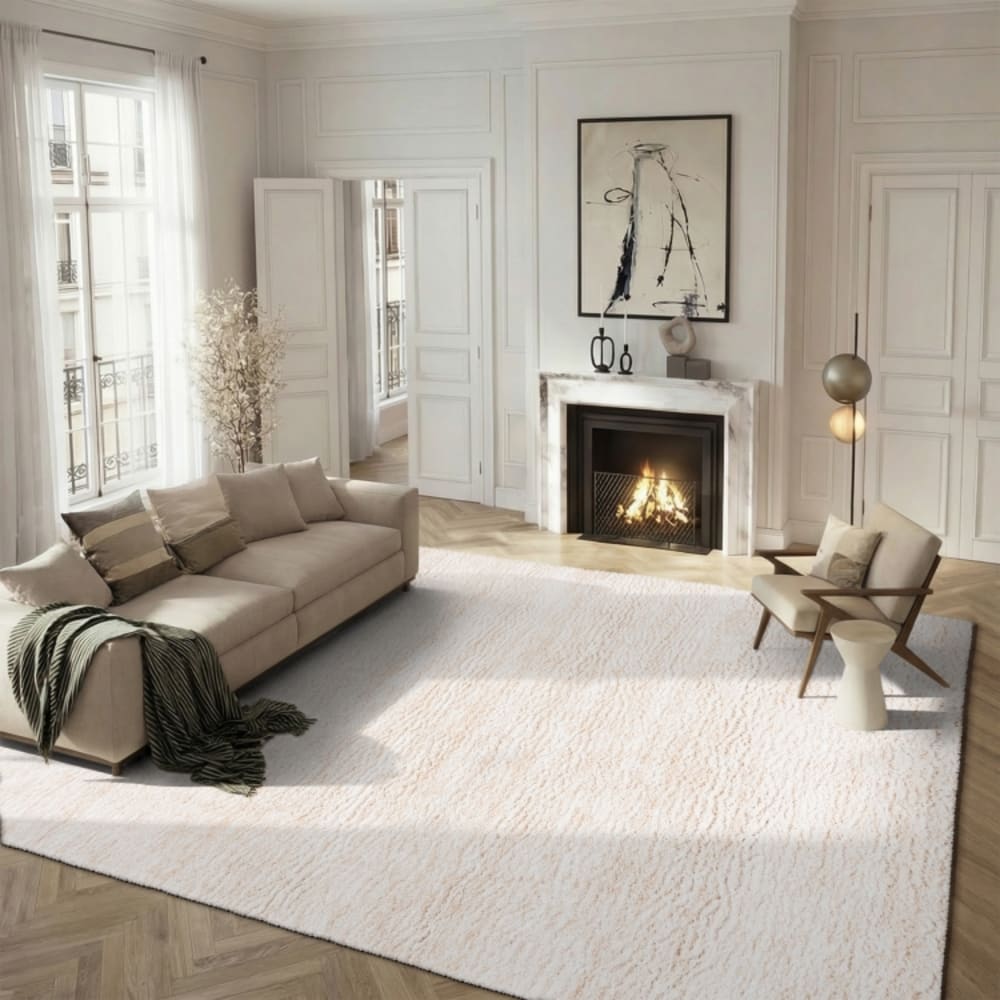 Tapis en polyester blanc/beige, 165 x 231 cm — vue 3