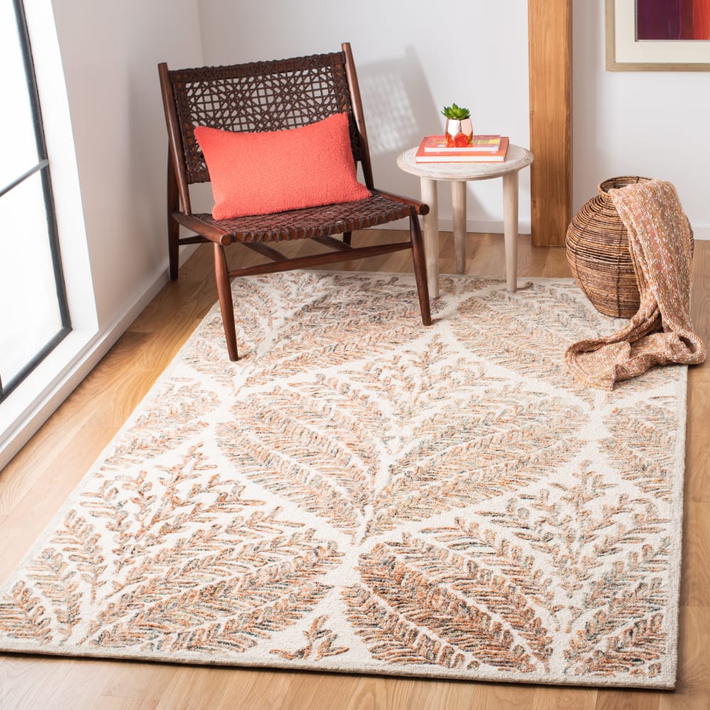 Tapis floral en laine blanc/brun, 183 x 274 cm — vue 3