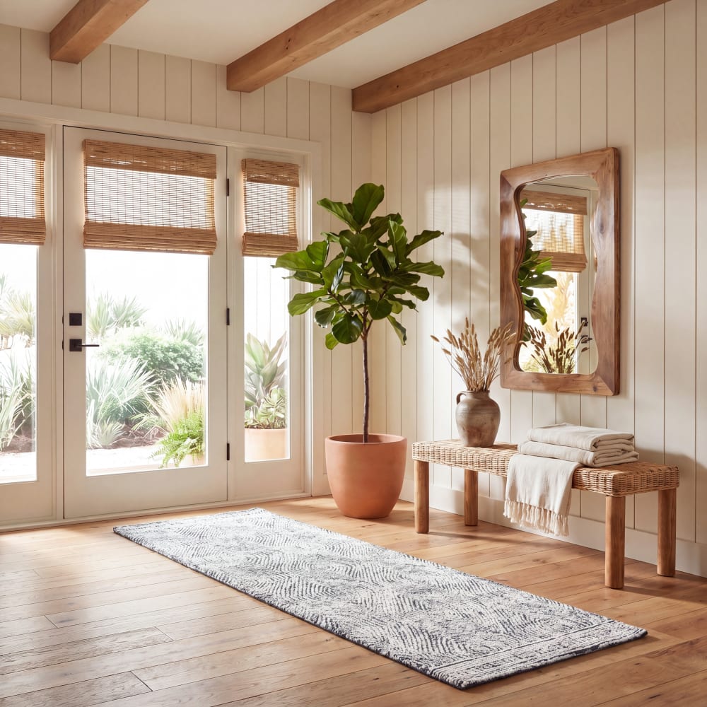 Tapis bohémien en laine blanc/gris, 69 x 183 cm — vue 3