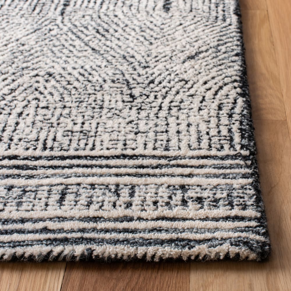 Tapis bohémien en laine blanc/gris, 69 x 183 cm — vue 4