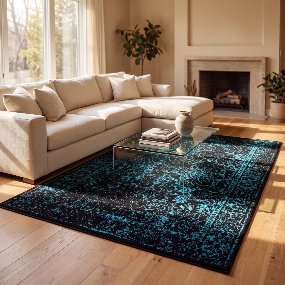 Safavieh Distressed Vintage Polypropylen-Teppich in Schwarz/Blau, 155 x 229 cm style vintage Blau Pp - Polypropylen