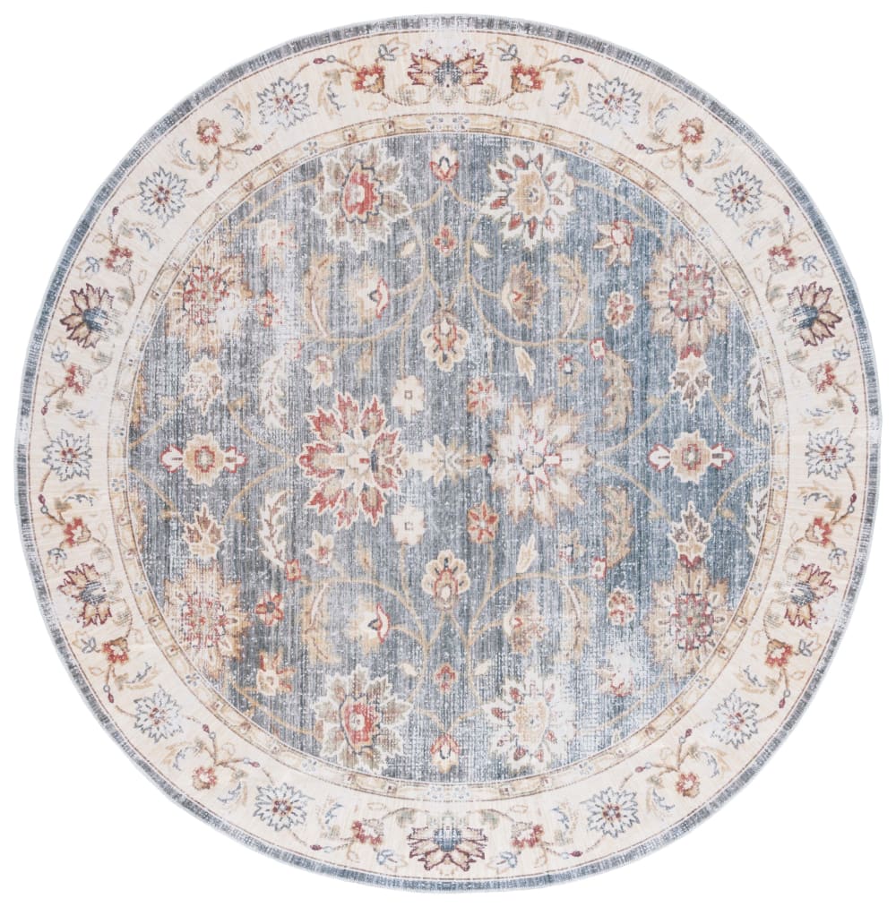 Tapis traditionnel en polyester vert/beige, 183 cm