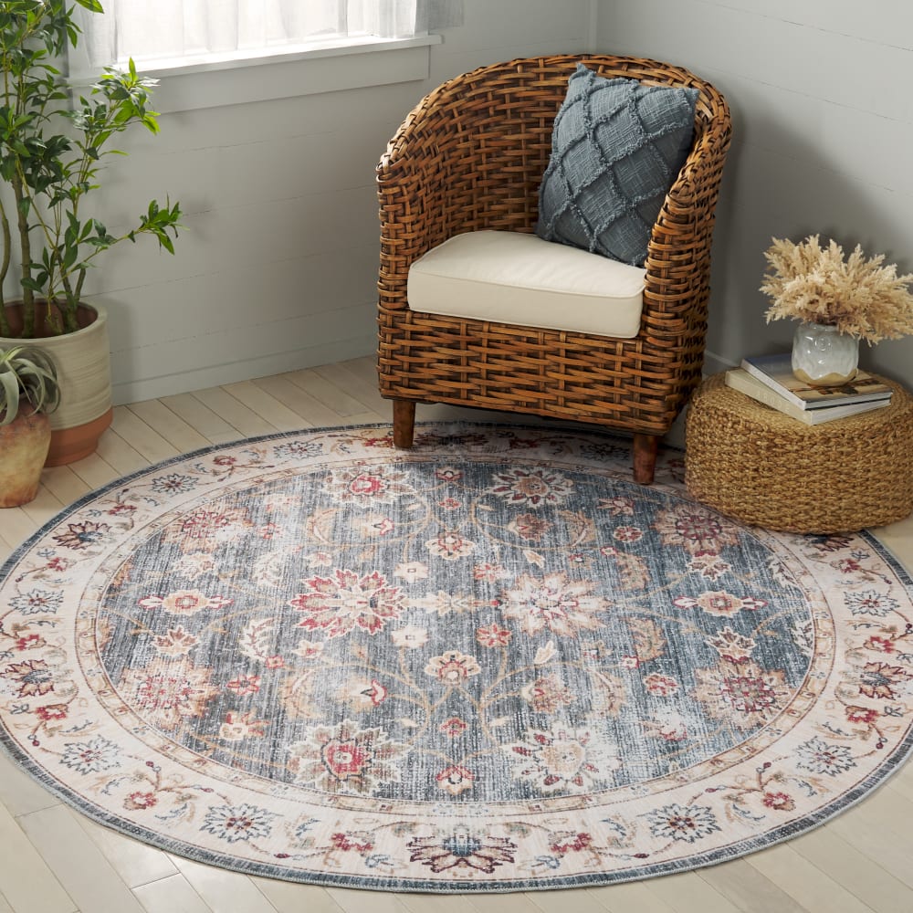 Tapis traditionnel en polyester vert/beige, 183 cm — vue 3