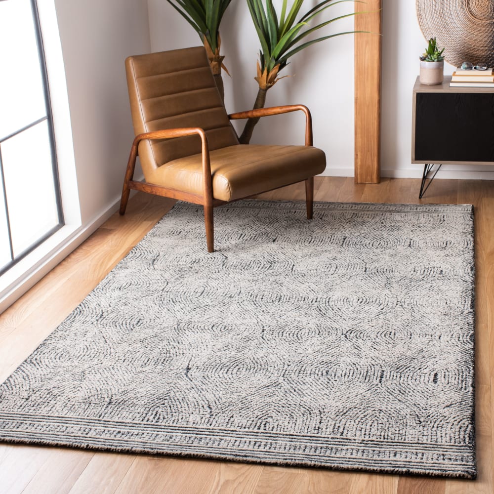 Tapis bohémien en laine blanc/gris, 91 x 152 cm — vue 3