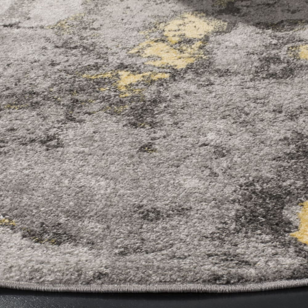 Tapis abstrait moderne en détresse en polypropylène gris/jaune, 201 cm — vue 4