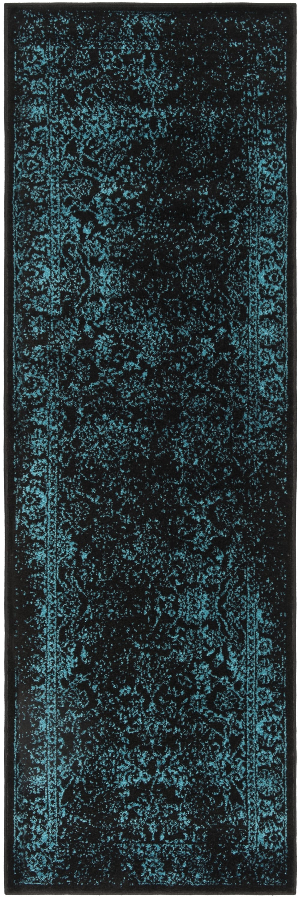 Tapis noir / sarcelle 76 x 183 cm