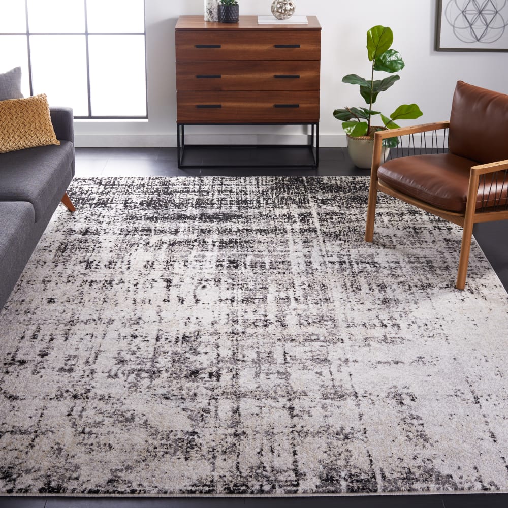Tapis contemporain en polypropylène argent/noir, 235 x 305 cm — vue 3