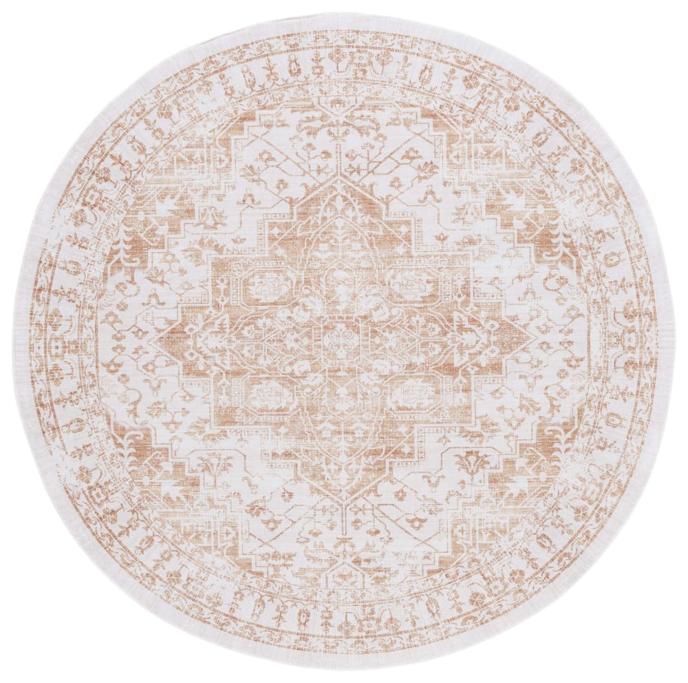 Tapis traditionnel en polyester beige/or, 183 cm