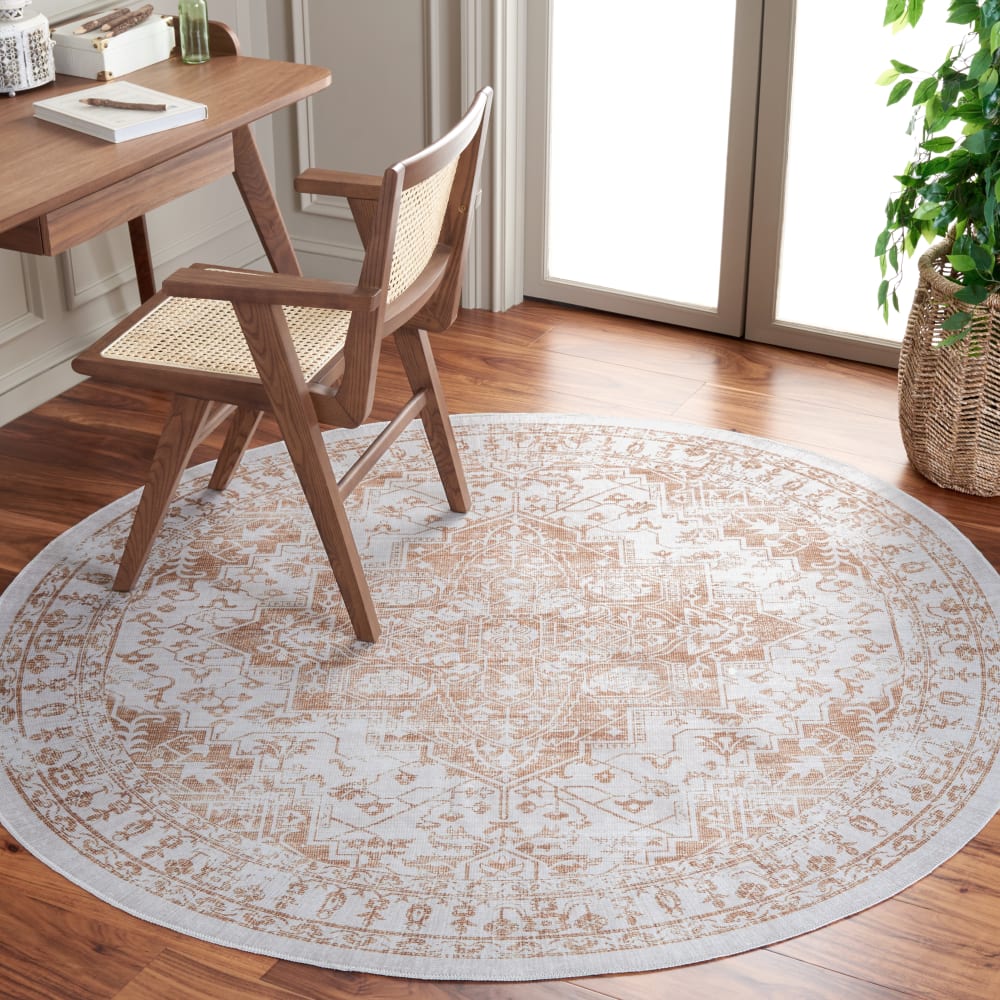 Tapis traditionnel en polyester beige/or, 183 cm — vue 3