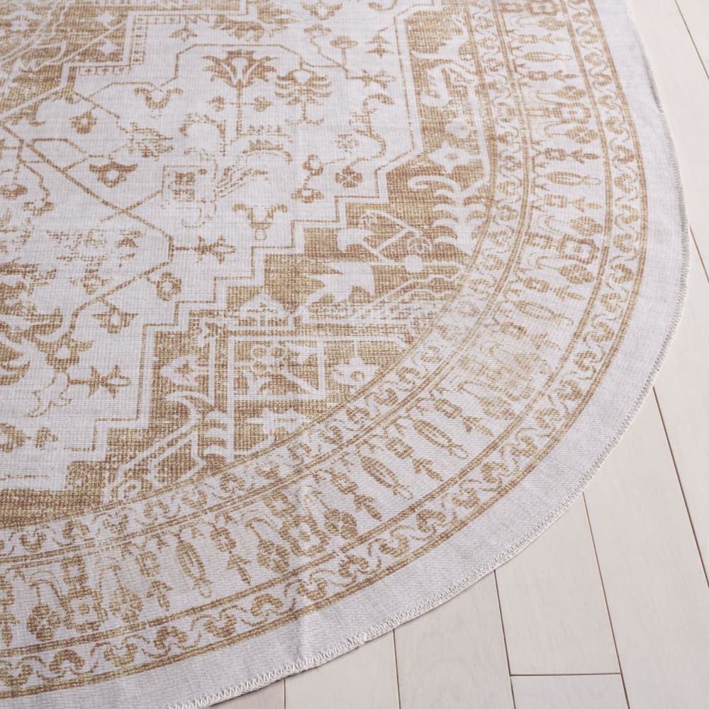 Tapis traditionnel en polyester beige/or, 183 cm — vue 4