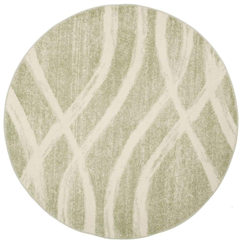 Tapis vague moderne en détresse en polypropylène vert/beige, 122 cm