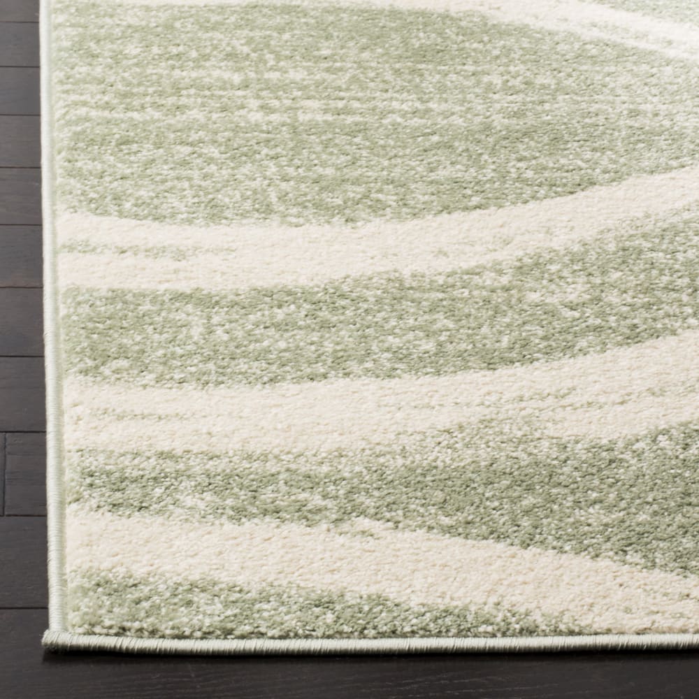 Tapis vague moderne en détresse en polypropylène vert/beige, 122 cm — vue 4