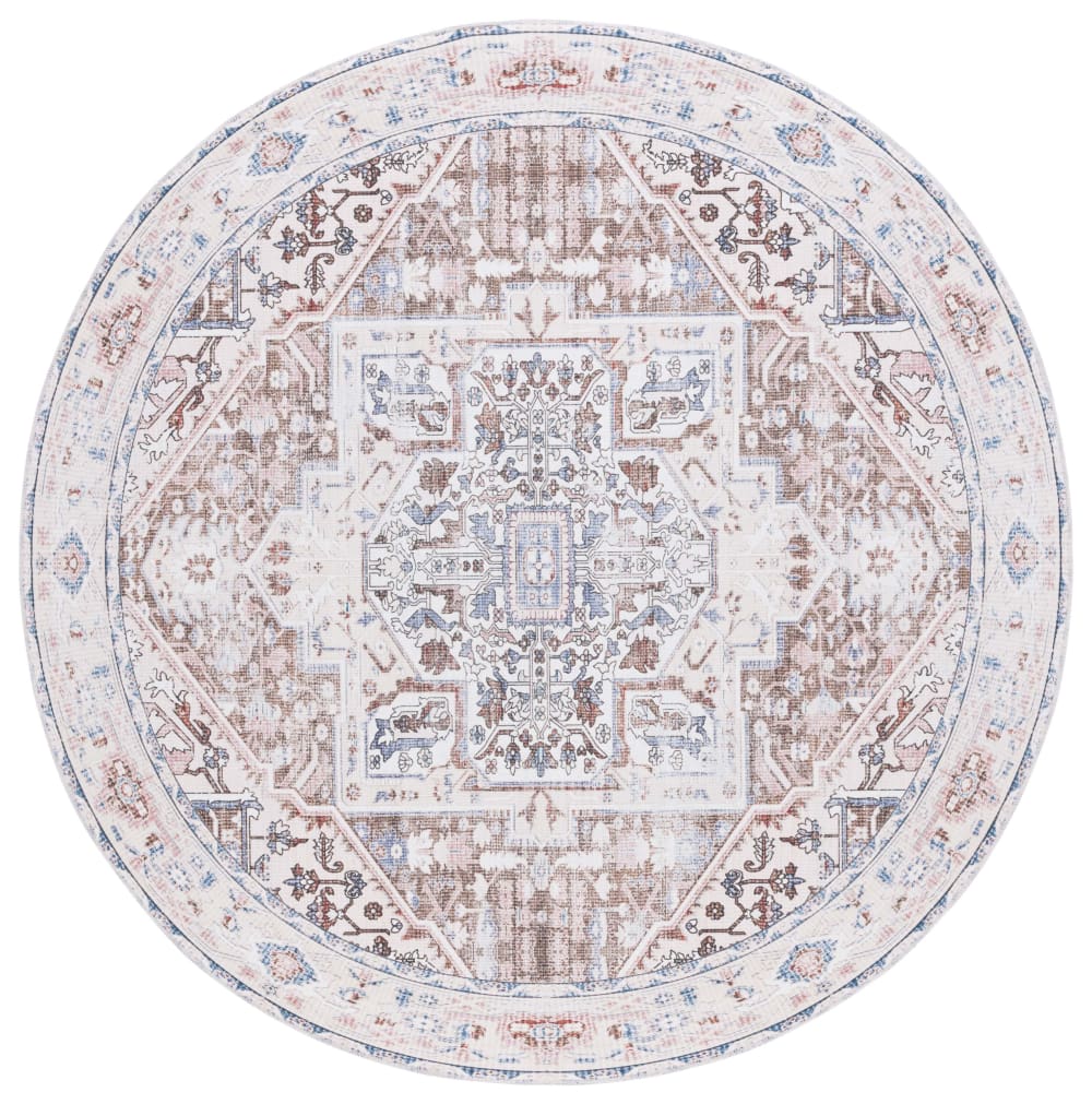 Tapis traditionnel en polyester taupe/beige, 183 cm