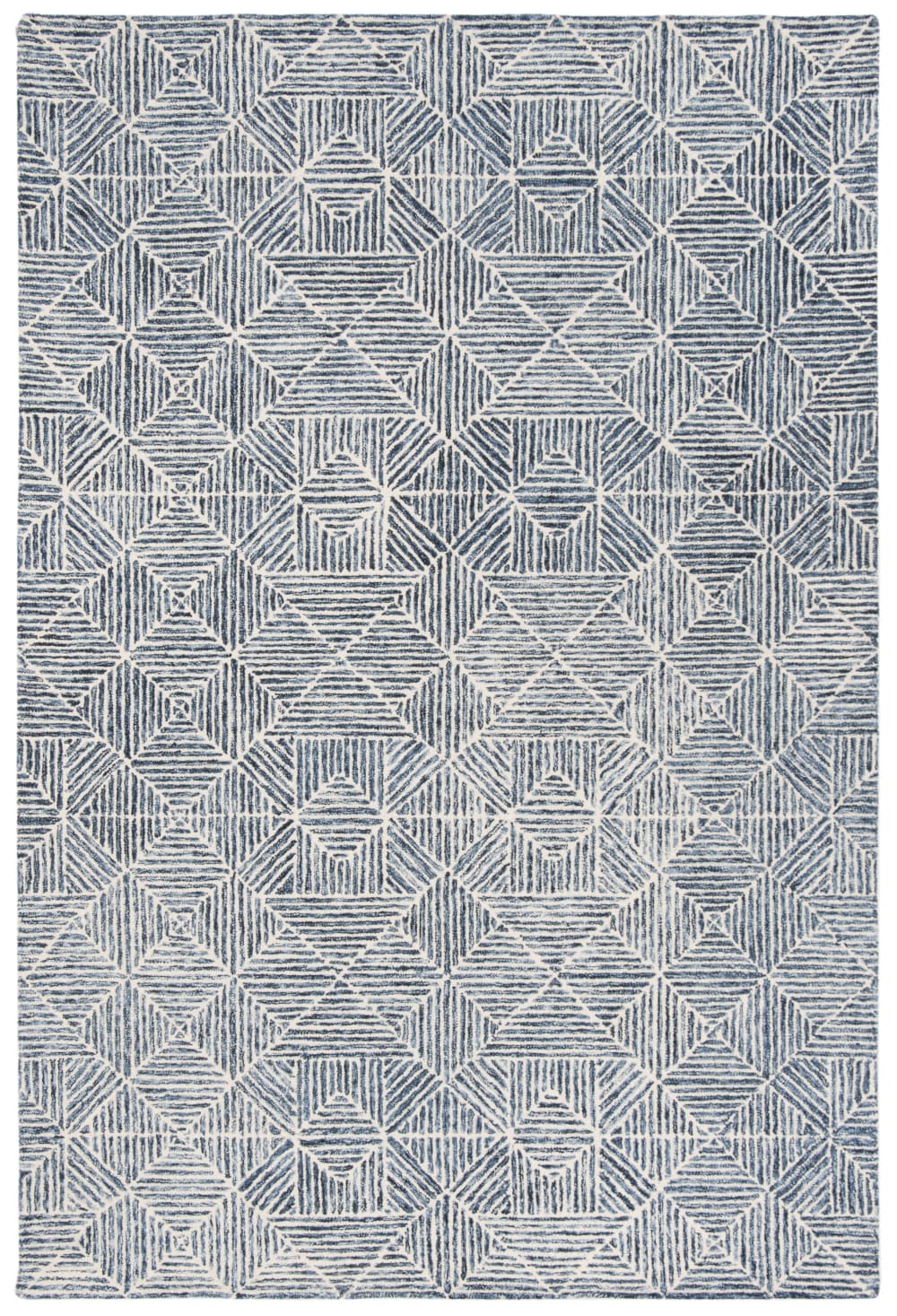 Modern Wolle-Teppich in Blau/Weiß, 152 x 244 cm - Maisons Du