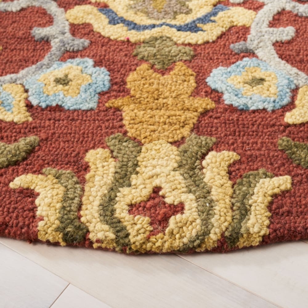 Tapis traditionnel en laine rouge/multicolore, 122 cm — vue 4