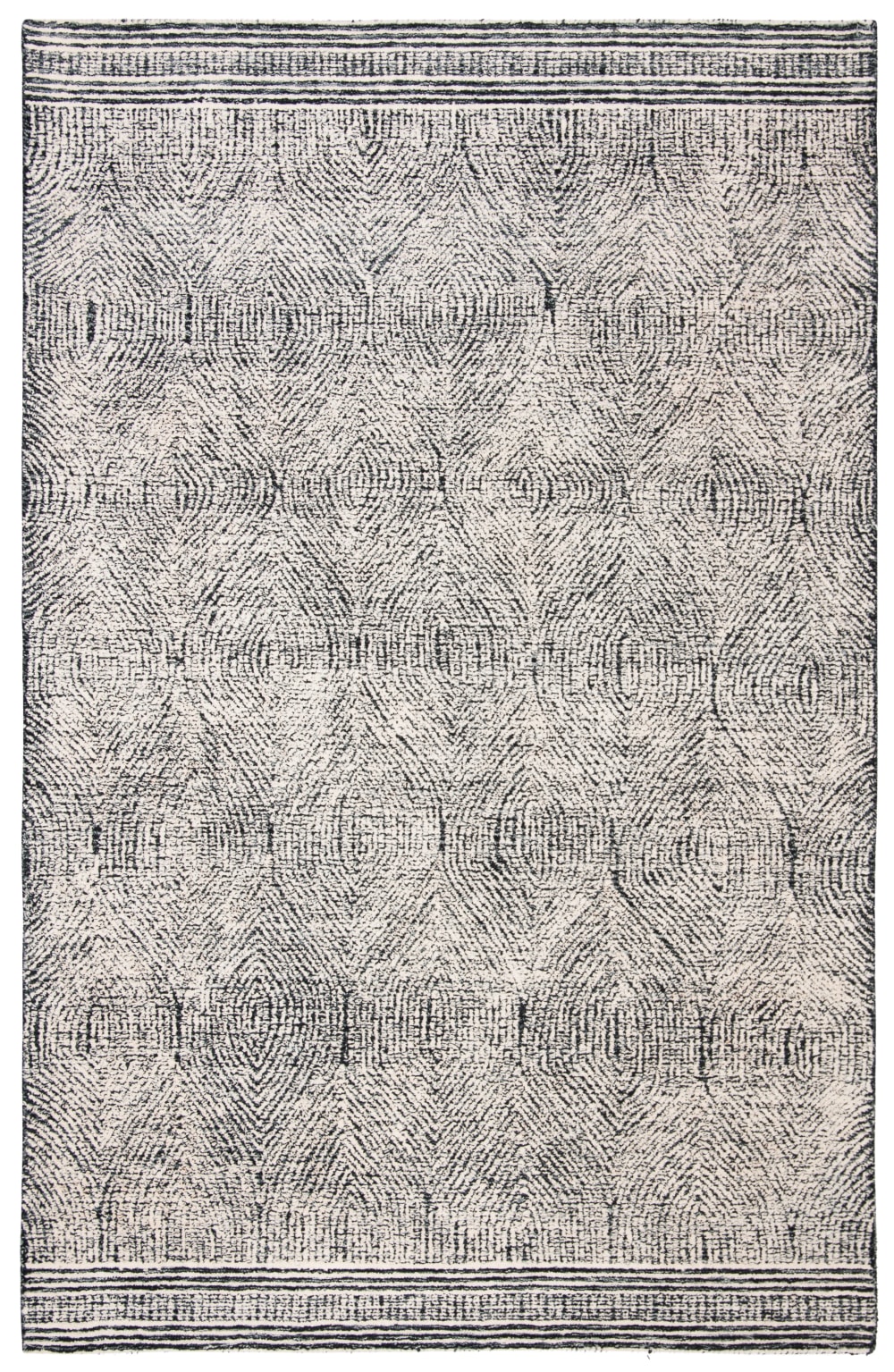 Böhmisch Wolle-Teppich in Weiß/Grau, 61 x 91 cm - Maisons Du