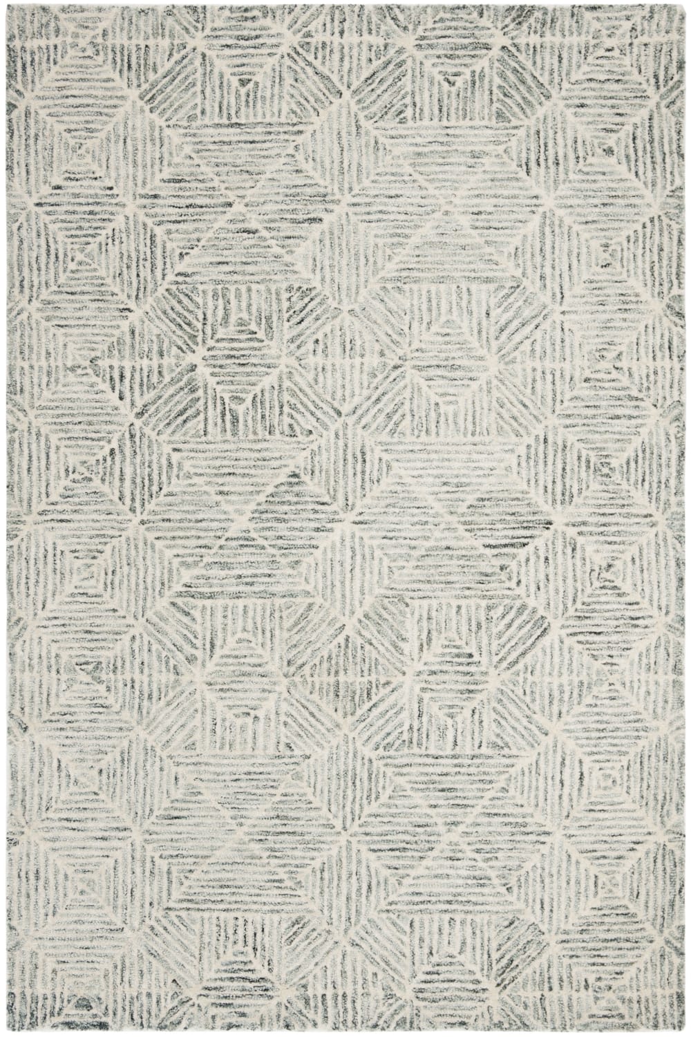 Tapis moderne en laine vert/blanc, 91 x 152 cm