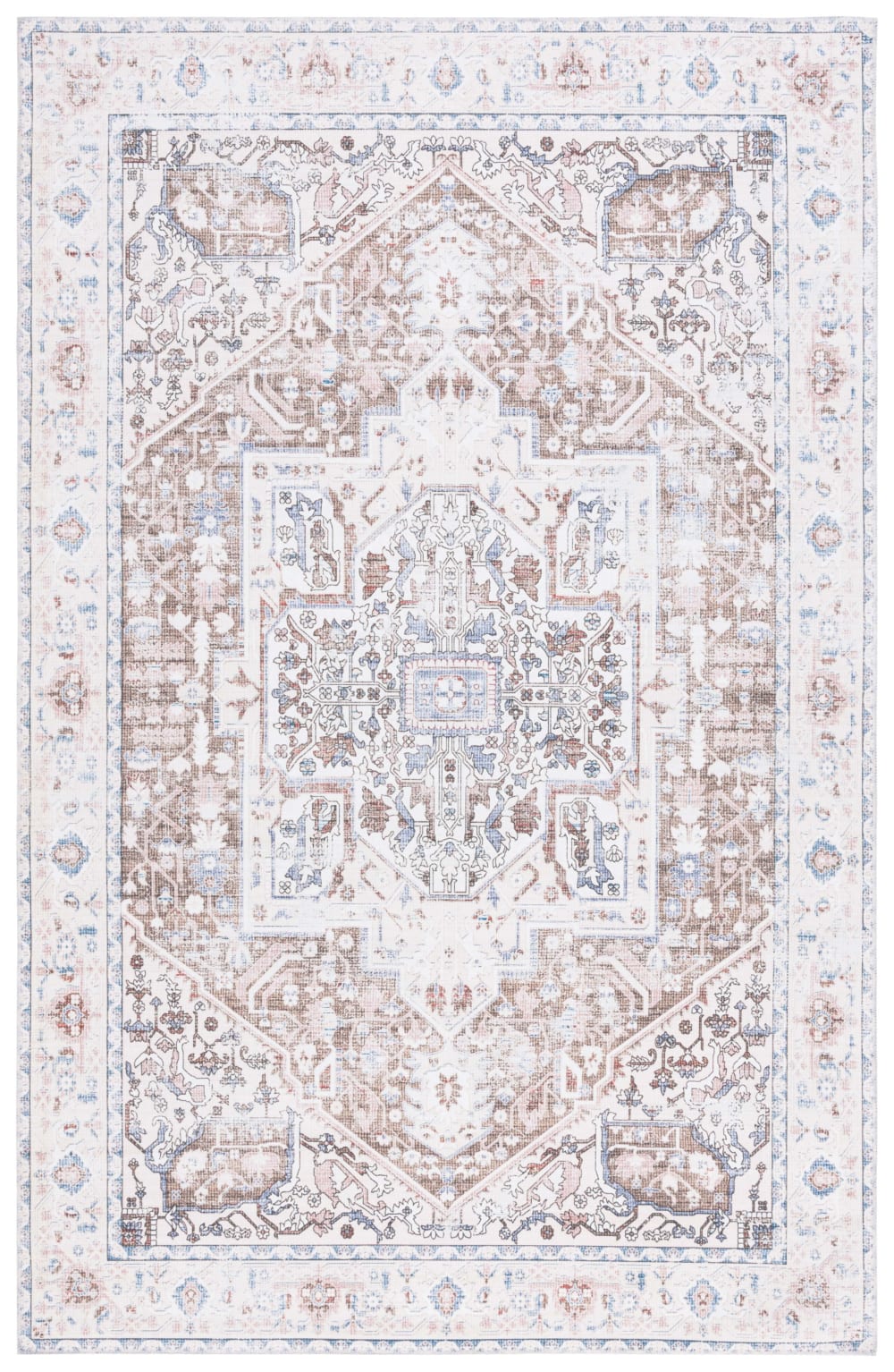 Tapis traditionnel en polyester taupe/beige, 152 x 244 cm