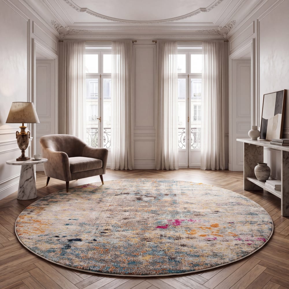 Tapis contemporain en polypropylène gris/or, 122 cm — vue 3