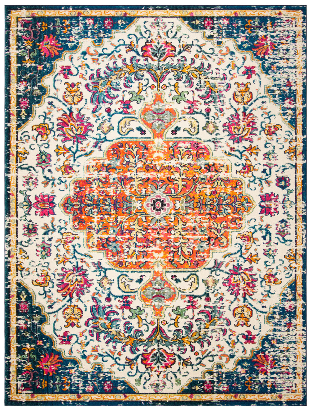 Safavieh Übergangsphase Polypropylen-Teppich in Weiß/Orange, 244 x 305 cm style vintage orange Pp - Polypropylen