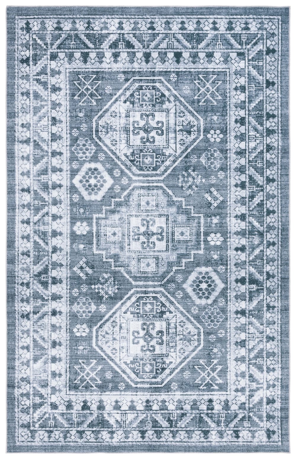 Traditionell Polyester-Teppich in Grau/Grün, 122 x 183 cm -