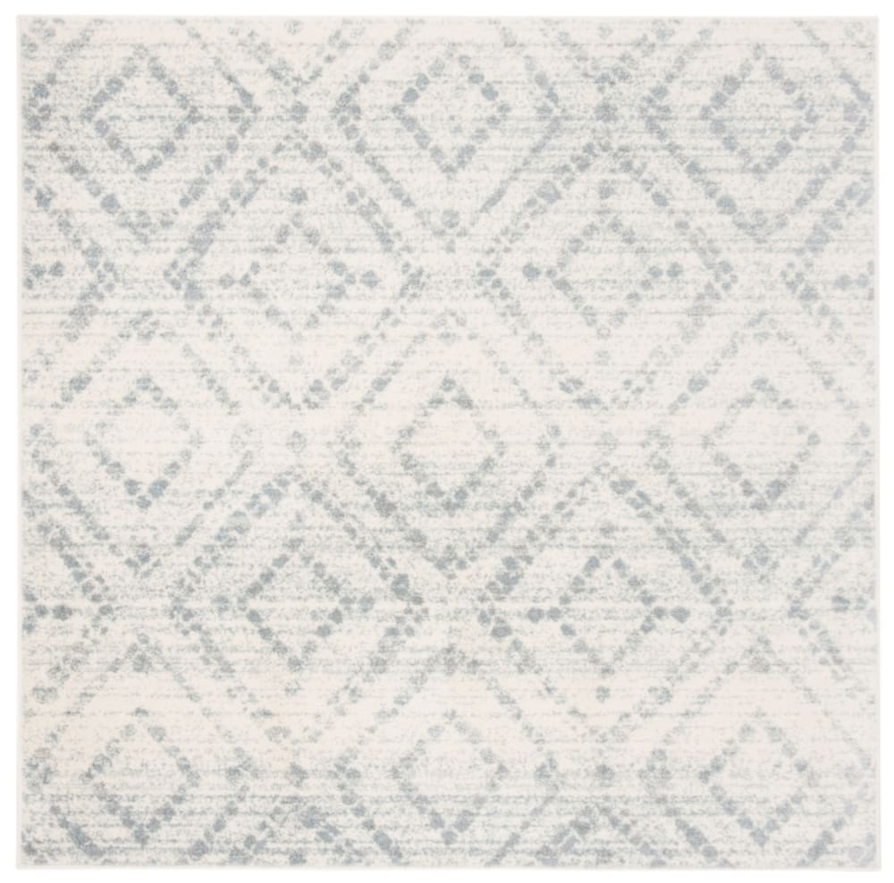 Tapis moderne en polypropylène blanc/bleu, 122 x 122 cm