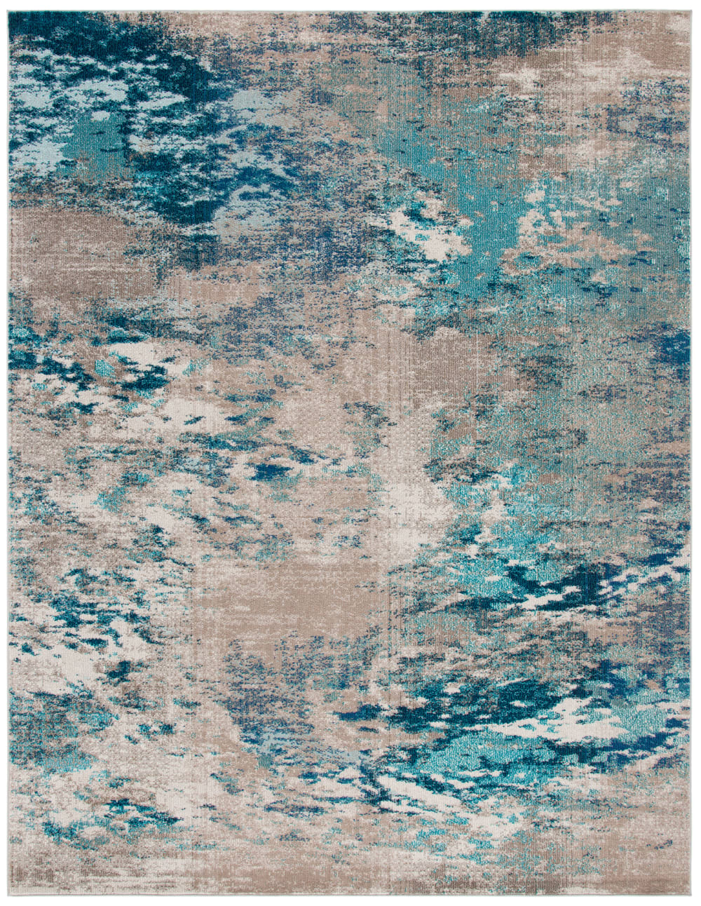 Tapis contemporain en polypropylène bleu/gris, 244 x 305 cm