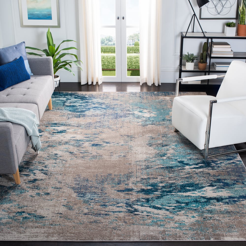 Tapis contemporain en polypropylène bleu/gris, 244 x 305 cm — vue 3