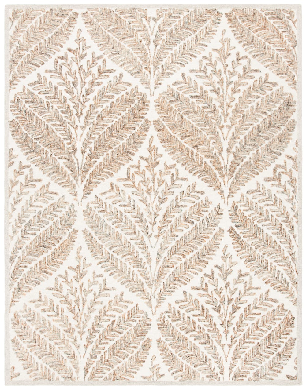 Tapis floral en laine blanc/brun, 244 x 305 cm - Maisons du Monde
